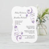 Invitation Tourbillons Floraux Violets Verts Délicats pour Ré (Debout devant)