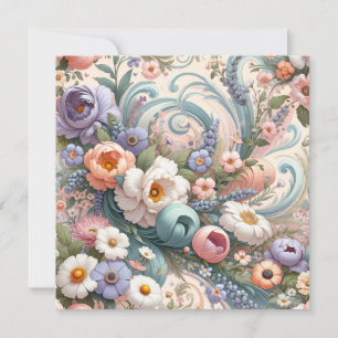 Invitation Tourbillons floraux Whimsical en Pastel