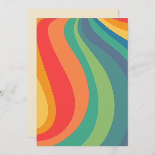 Invitation Tourbillons rétro colorés 60s (Devant / Derrière)