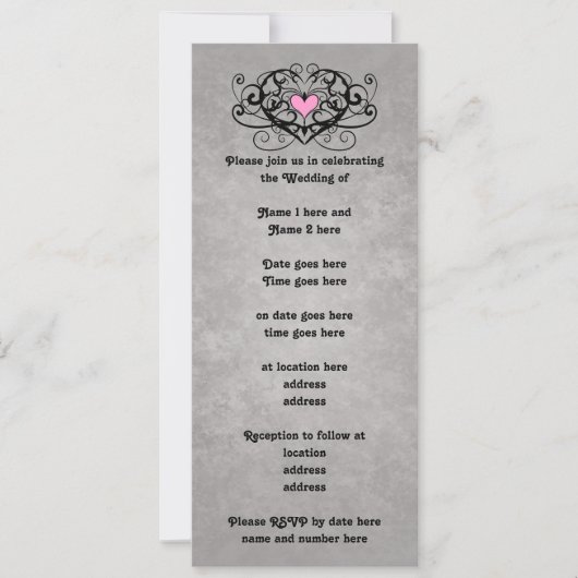 Invitation Tourbillons romantiques et mariage de coeur (Devant)