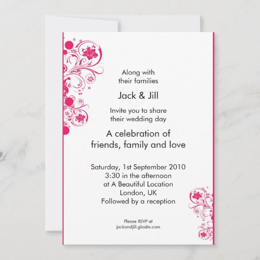 Invitation Tourbillons (rose) 5x7 (Devant)