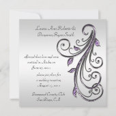 Invitation Tourbillons violets et argent sur fond argent (Devant)