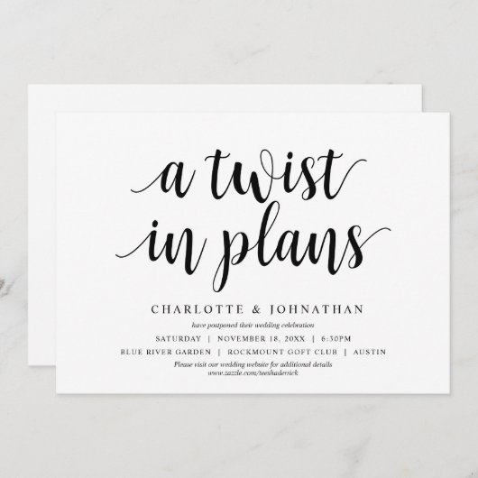 Invitation Tournage dans les plans, Mariage Modifier la date (Devant / Derrière)