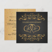 Invitation Tournants dorés, cœurs unis 50e anniversaire (Devant / Derrière)