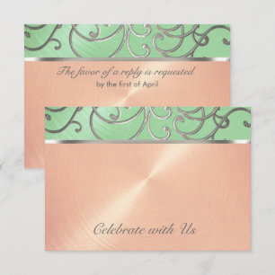 Invitation Tourne de Filigree argenté Quinceanera verte à la