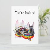 Invitation Tourne-disque DJ Pumpin Music Cat (Debout devant)