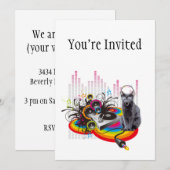 Invitation Tourne-disque DJ Pumpin Music Cat (Devant / Derrière)