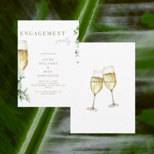 Invitation Tournée à nous Toast de Champagne Fête de Fiançail