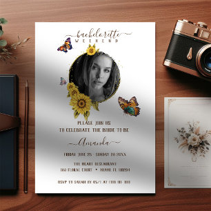 Invitation Tournée de célibataire Papillons Élégants Tourneso