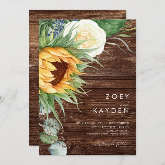 Invitation Tournée de pays audacieux | Mariage en bois Décont (Devant / Derrière)