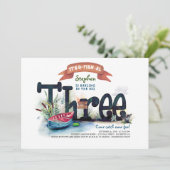 Invitation Tourner 3 Pêche Garçons À Thème Anniversaire Invit (Debout devant)