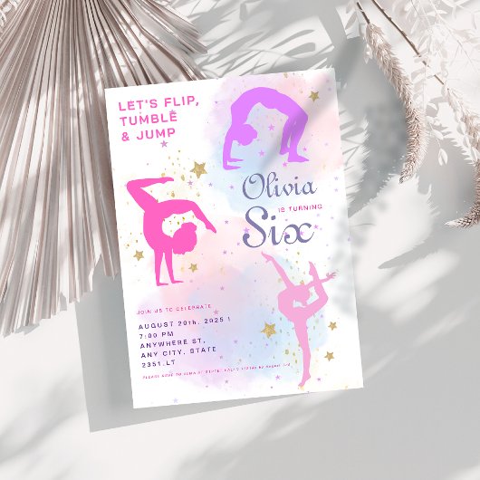 Invitation Tourner et sauter Gymnastique Anniversaire