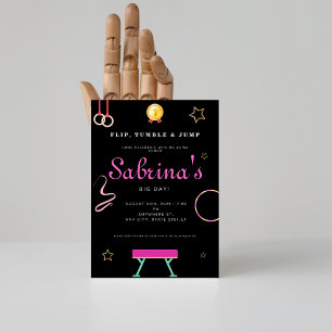 Invitation Tourner et sauter Gymnastique fille fête d'anniver