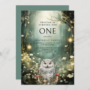 Invitation Tourner une Chouette de forêt enchantée 1er annive