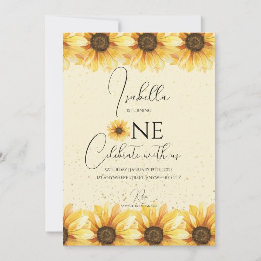 Invitation Tournesol 1er anniversaire (Devant)