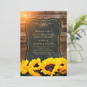 Invitation Tournesol 25e anniversaire Mariage Automne rustiqu (Debout devant)
