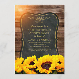 Invitation Tournesol 50e anniversaire de Mariage Automne rust