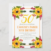 Invitation Tournesol 50e anniversaire Jaune Floral Adulte (Devant)