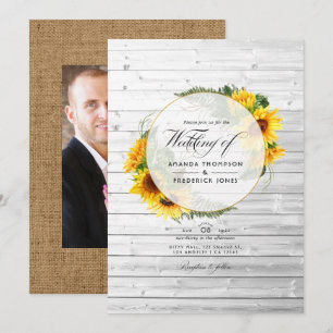 Invitation Tournesol à l'aquarelle Mariage rustique de grange
