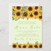 Invitation Tournesol Anniversaire Rustique Jaune Floral (Devant)