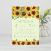 Invitation Tournesol Anniversaire Rustique Jaune Floral (Debout devant)