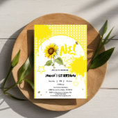 Invitation Tournesol aquarelle avec papillons 1er anniversair