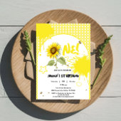 Invitation Tournesol aquarelle avec papillons 1er anniversair