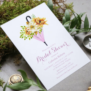 Invitation Tournesol Aquarelle Floral Umbrella Fête des marié
