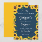 Invitation tournesol aquarelle florale fête de fiançailles (Devant / Derrière)
