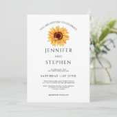 Invitation Tournesol Aquarelle minimaliste élégant mariage (Debout devant)