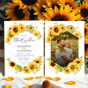 Invitation Tournesol Automne Chute d'amour Mariage photo