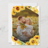 Invitation Tournesol Automne Photo Mariage Enregistrer la dat (Devant)