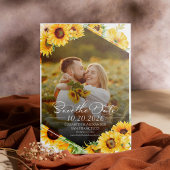 Invitation Tournesol Automne Photo Mariage Enregistrer la dat