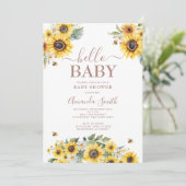 Invitation Tournesol avec Baby shower Bee Oh (Debout devant)