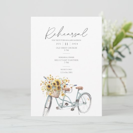 Invitation Tournesol Bicycle Mariage (Debout devant)