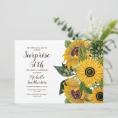 Invitation Tournesol Blanc Jaune Surprise 50e anniversaire (Debout devant)
