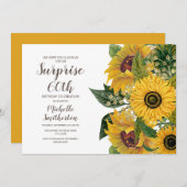 Invitation Tournesol Blanc Jaune Surprise 60e anniversaire (Devant / Derrière)