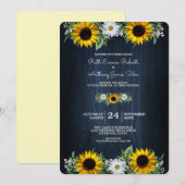 Invitation Tournesol bleu de la marine russe|Mariage margueux (Devant / Derrière)