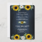 Invitation Tournesol bleu de la marine russe|Mariage margueux (Devant)