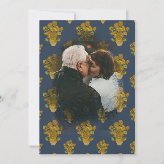 Invitation Tournesol Bleu Marine Photo 50e Anniversaire de Ma (Dos)