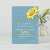 Invitation Tournesol bleu rustique Événements de collecte de (Debout devant)