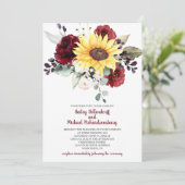 Invitation Tournesol Bourgogne Rose Mariage de verdure (Debout devant)