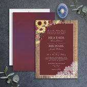 Invitation Tournesol Bourgogne Rustique Mariage de script de 