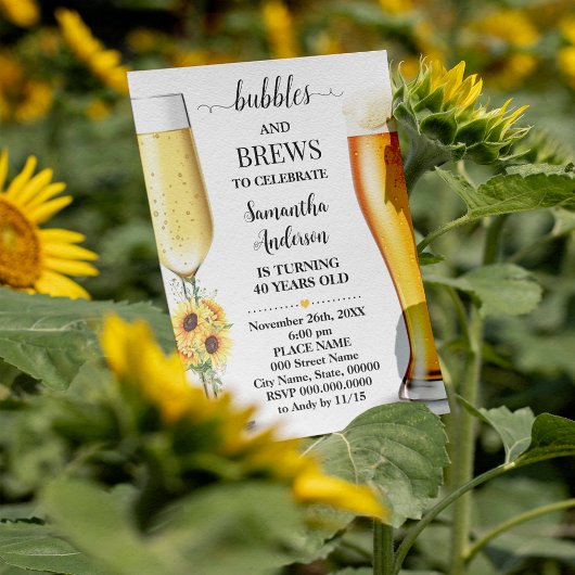 Invitation Tournesol Bubbles et brasse avant que je ne fasse 