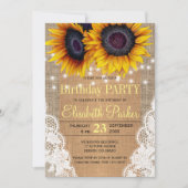 Invitation Tournesol burap et dentelle fête d'anniversaire d' (Devant)