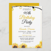 Invitation Tournesol chic 90e anniversaire (Devant / Derrière)