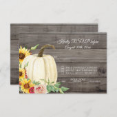 Invitation Tournesol Citrouille Rouge Automne Grange Bois RSV (Devant / Derrière)