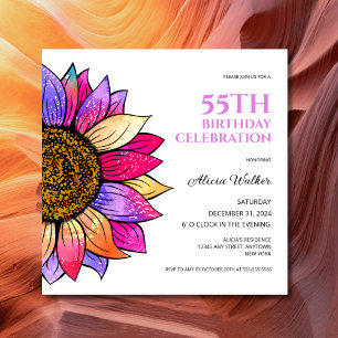 Invitation Tournesol coloré esthétique Floral Anniversaire