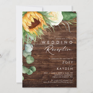 Invitation Tournesol Country Bold Réception de mariage en b