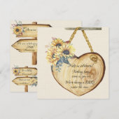 Invitation Tournesol Country Log et corde 25e anniversaire (Devant / Derrière)